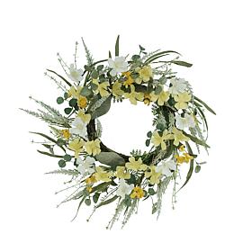 Puleo International 24" Artificial Dogwood Floral Spring Wreath