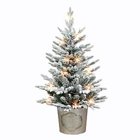 Puleo International 3' Pre-lit PVC Potted Flocked Tree 