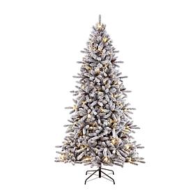 Puleo International 6.5' Pre-Lit Flocked Fir  Christmas Tree