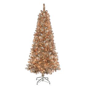 Puleo International 6.5' Rose Gold Tinsel  Christmas Tree
