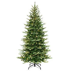 Puleo International 7.5 ft Pre-lit Slim Balsam Fir Tree, Clear Lights