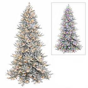 Puleo International 7.5' Pre-lit Flocked Royal Douglas Fir Tree