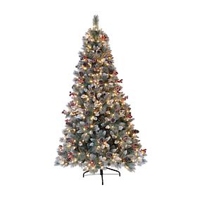 Puleo International 7.5' Pre-Lit Potted Sterling Pine  Christmas Tree