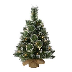 Puleo Intl. Pre-Lit 2' Table Top Artificial Christmas Tree in Tan Sac