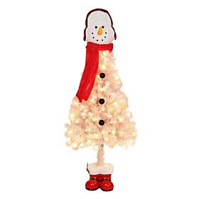Puleo Intl. Pre-Lit 4' Snowman Artificial Christmas Tree, White