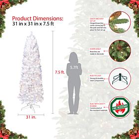 Puleo Intl. Pre-Lit 7.5' Northern Fir Artificial Christmas Tree, White