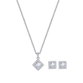 Radiance by Absolute™ 2.63ctw Round Stone Square Pendant and Earrings