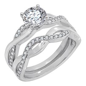 Radiance by Absolute™ 3.12ctw Twist-Shank Solitaire Ring 2-piece Set