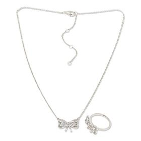 Radiance by Absolute™ 3ctw Bow Ring and Necklace 2-piece Set