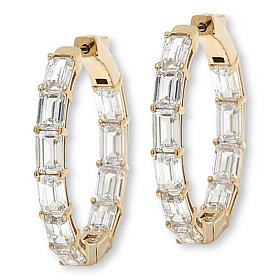 Radiance by Absolute™ Emerald Cut 1" Inside-Outside Hoop Earrings