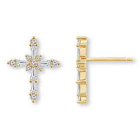 Radiance by Absolute™ Gold-Plated 9.62ctw Cross Stud Earrings 