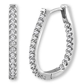 Radiance by Absolute™ Platinum-Plated 0.77ctw Oval Hoop Earrings