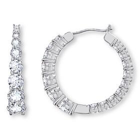 Radiance by Absolute™ Platinum-Plated Graduated Stone Hoop Earrings