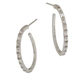 Radiance by Absolute™ Sterling Silver Baguette J-Hoop Earrings