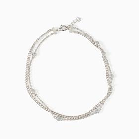 Radiance by Absolute™ Sterling Silver Double Cable Curb Anklet