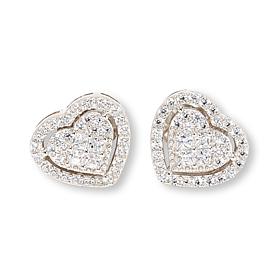 Radiance by Absolute™ Sterling Silver Heart Pavé Stud Earrings