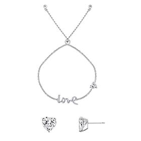 Radiance by Absolute™ Stud Earrings and Love Bracelet Set