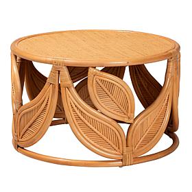 Raflesia Round Rattan Coffee Table, 29.5" W x 18.1" H