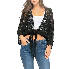 Raj Hailey Floral Crochet Wrap Kimono