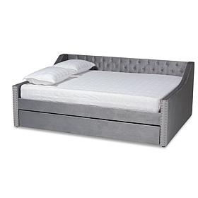 Raphael Velvet Fabric Upholstered Full Size Daybed with Trundle