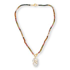 Rarities 20" Baroque Cultured Pearl and Gemstone Drop Necklace