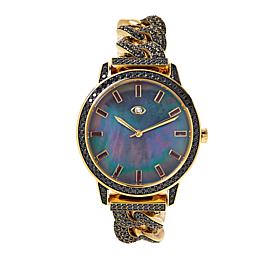 Rarities Black Mother-of-Pearl Dial Gemstone Link Bracelet Watch