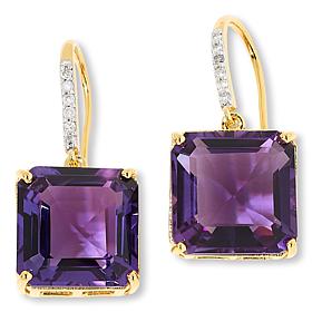 Rarities Diamond-Accented Cushion-Cut Gemstone Drop Earrings