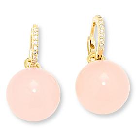 Rarities Gemstone and Diamond Gold-Plated Huggie Drop Earrings