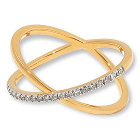 Rarities Gold-Plated 1/5ctw Diamond Crisscross Ring