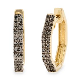 Rarities Gold-Plated 1/5ctw Diamond Octagon Huggie Hoop Earrings