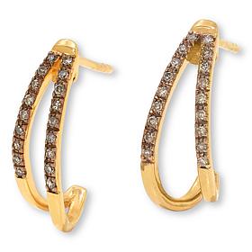 Rarities Gold-Plated 1/5ctw Diamond Pavé Split J-Hoop Earrings 