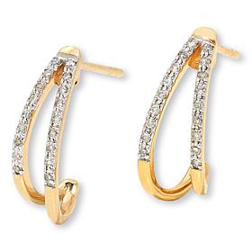 Rarities Gold-Plated 1/5ctw Diamond Pavé Split J-Hoop Earrings 