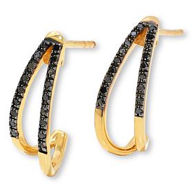 Rarities Gold-Plated 1/5ctw Diamond Pavé Split J-Hoop Earrings 