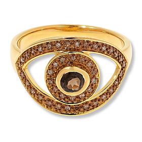 Rarities Gold-Plated Colored Gemstone and Diamond "Evil Eye" Ring