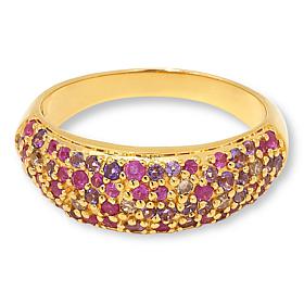 Rarities Gold-Plated Gemstone and 1/10cttw Diamond-Accented Band Ring