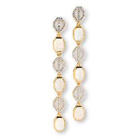 Rarities Gold-Plated Moonstone and White Zircon Drop Earrings