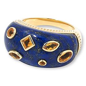 Rarities Gold-Plated Sterling Silver Gemstone Cigar Band Ring