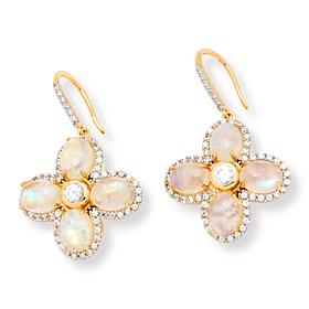 Rarities Moonstone and White Zircon Drop Earrings  