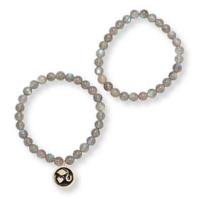 Rarities Set of 2 Gemstone Bead Stretch Bracelets