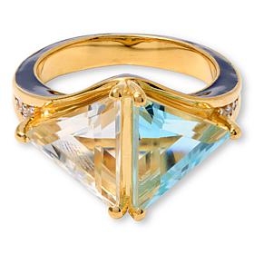 Rarities Topaz, Zircon and Navy Blue Enamel Ring 