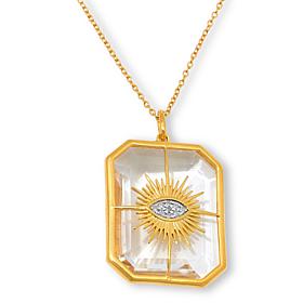 Rarities White Diamond "Evil Eye" and Clear Quartz Pendant with Chain