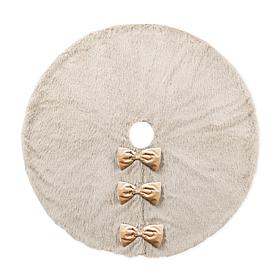 Reversible Christmas Tree Skirt 48"D with Faux Fox Fur