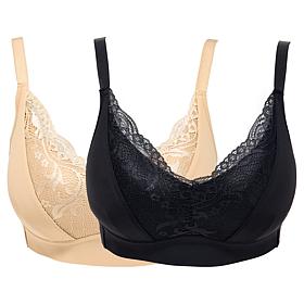 Rhonda Shear 2-pack Molded Cup Lace Bra with Invisible Edge