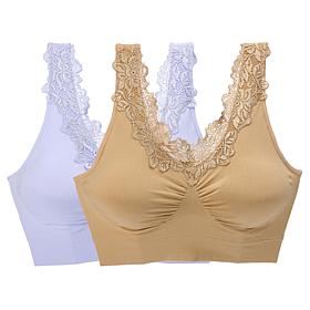 Rhonda Shear 2-pack Seamless Bra with Lace Inset