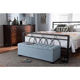 Roanoke Fabric Upholstered Grid-Tufting Storage Ottoman Bench