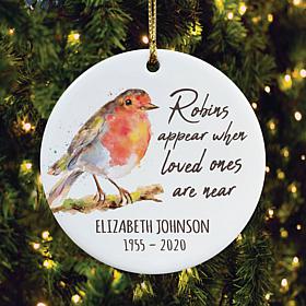 Robins Appear Memorial Personalized Ceramic Ornament