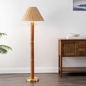 Safavieh Rayvi Natural/Gold Metal and Rattan Floor Lamp 62"