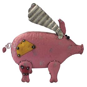 Santa's Workshop Iron Flying Yard Pig