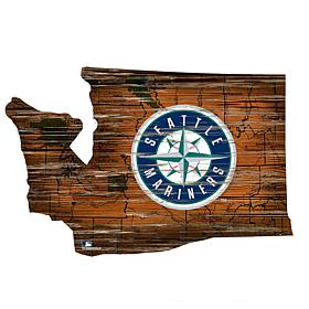 Seattle Mariners 24in. Distressed State w/Logo Sign  