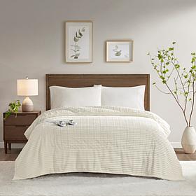 Serta Corded Texture Plush Heated Blanket with 10 Heat Settings Twin